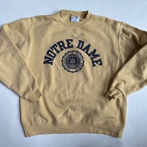 Vintage Champion Notre Dame Yellow Pullover Sweatshirt
